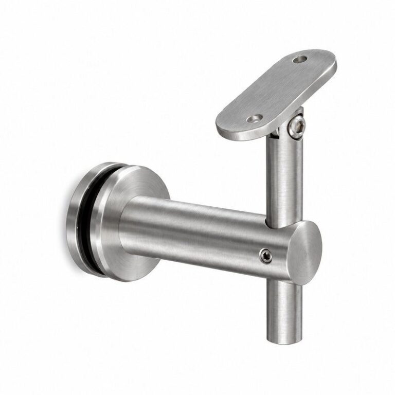 Pivoting Glass Handrail Bracket — Fine-brushed silver appearance concept — SSR-088