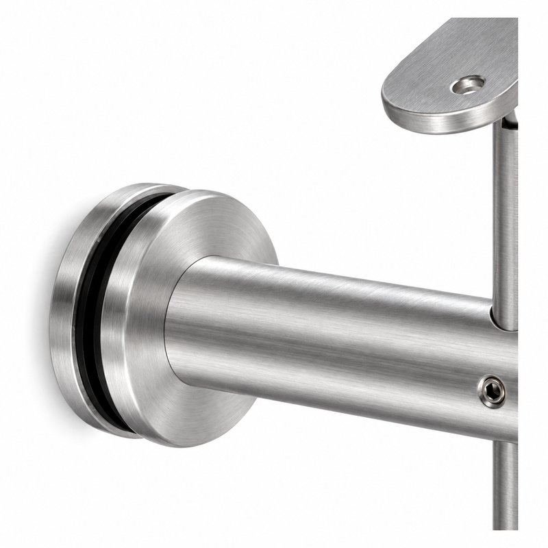 Pivoting Glass Handrail Bracket — Fine-brushed silver appearance concept — SSR-088