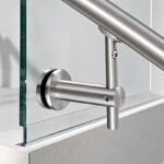 Pivoting Glass Handrail Bracket — Fine-brushed silver appearance concept — SSR-088