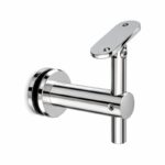 Pivoting Glass Handrail Bracket — Reflective silver appearance concept — SSR-089