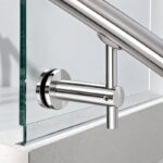 Pivoting Glass Handrail Bracket — Reflective silver appearance concept — SSR-089
