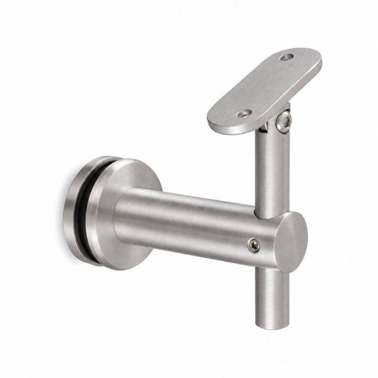 Pivoting Glass Handrail Bracket — Satin silver appearance concept — SSR-090