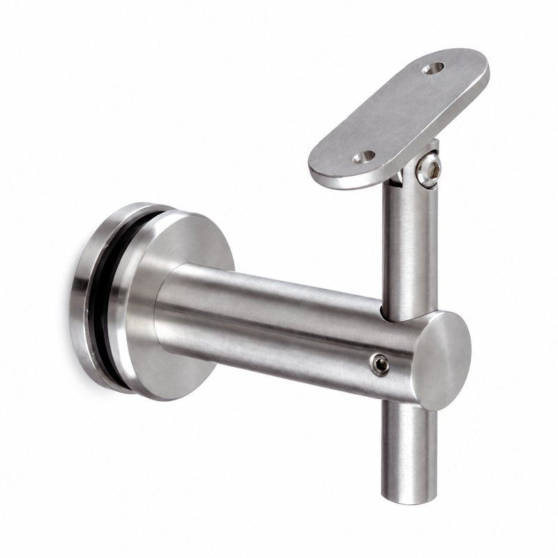 Pivoting Glass Handrail Bracket — Satin silver appearance concept — SSR-090