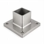 Square Post Floor Socket Base — Reference silver appearance