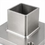 Square Post Floor Socket Base — Reference silver appearance
