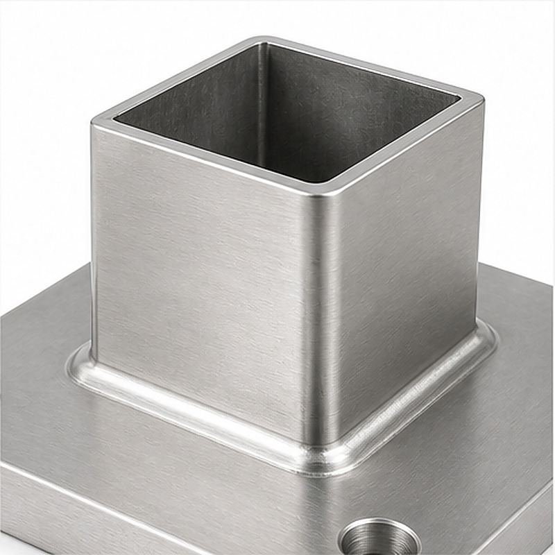 Square Post Floor Socket Base — Reference silver appearance