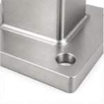 Square Post Floor Socket Base — Reference silver appearance