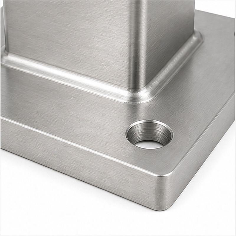 Square Post Floor Socket Base — Reference silver appearance