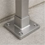 Square Post Floor Socket Base — Reference silver appearance