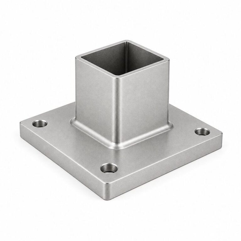 Square Post Floor Socket Base — Matte silver appearance concept