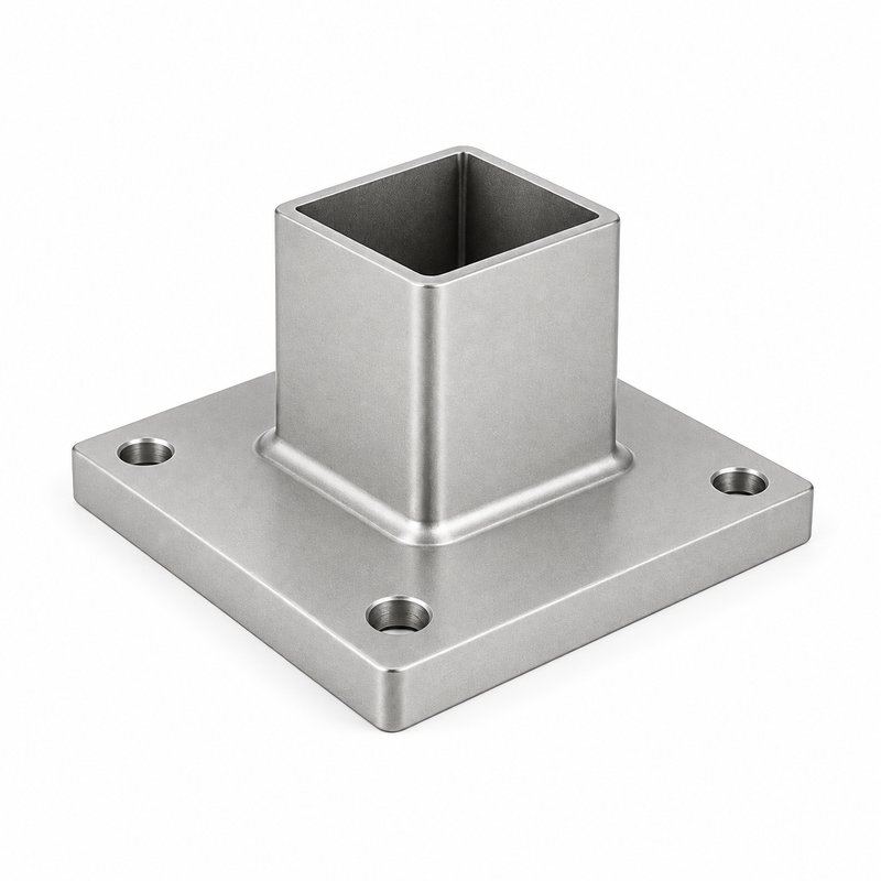 Square Post Floor Socket Base — Matte silver appearance concept