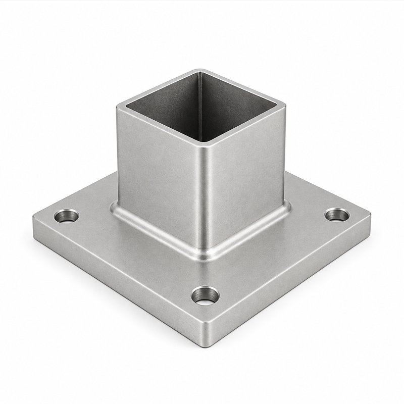 Square Post Floor Socket Base — Matte silver appearance concept