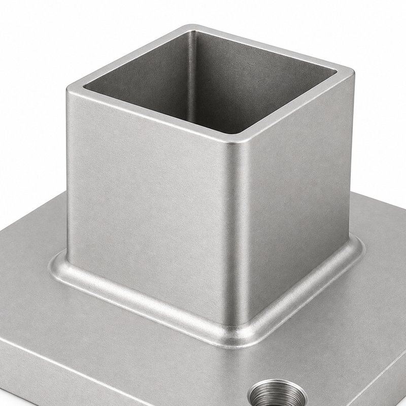 Square Post Floor Socket Base — Matte silver appearance concept