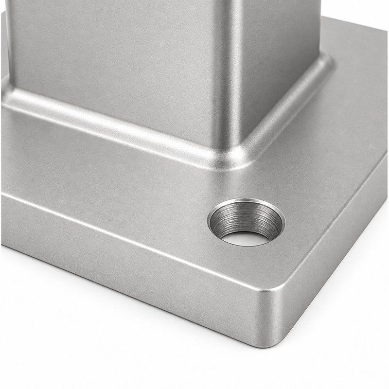 Square Post Floor Socket Base — Matte silver appearance concept