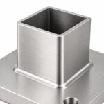 Square Post Floor Socket Base — Fine-brushed silver appearance concept