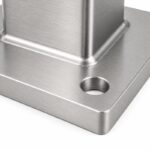 Square Post Floor Socket Base — Fine-brushed silver appearance concept