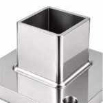 Square Post Floor Socket Base — Reflective silver appearance concept