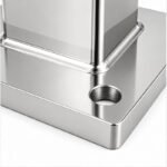 Square Post Floor Socket Base — Reflective silver appearance concept