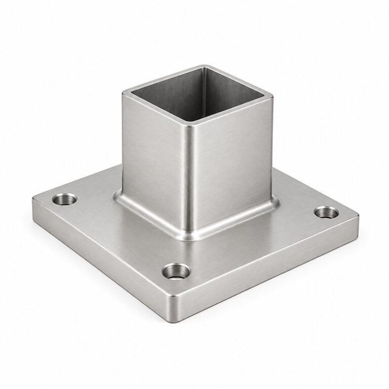 Square Post Floor Socket Base — Satin silver appearance concept