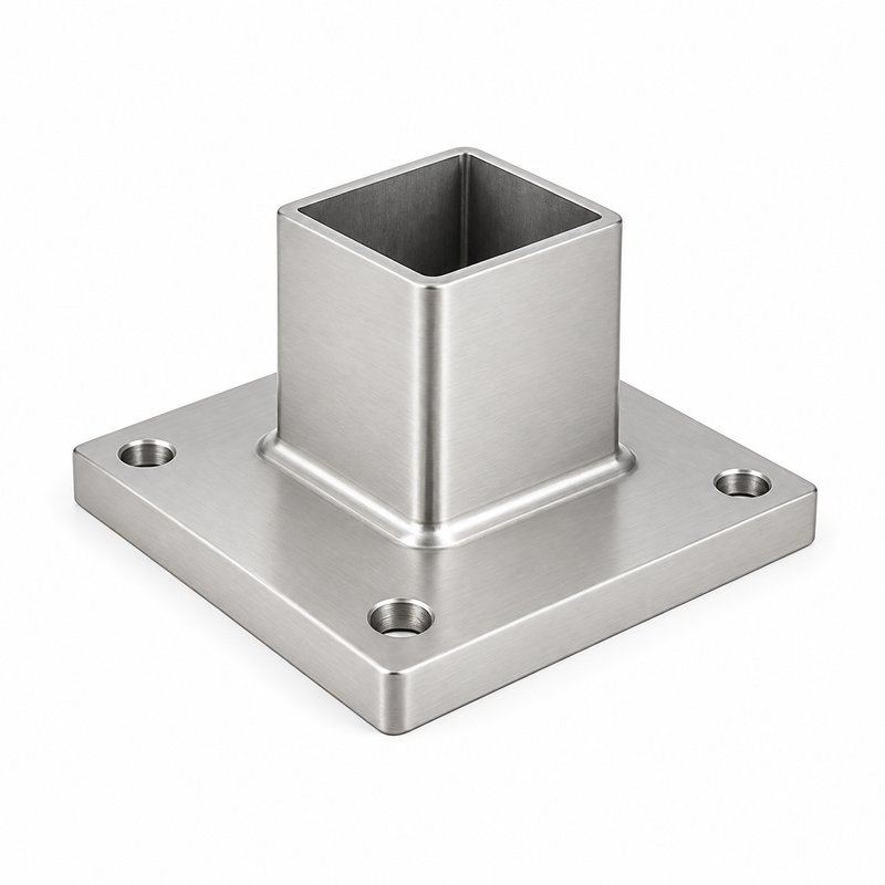 Square Post Floor Socket Base — Satin silver appearance concept