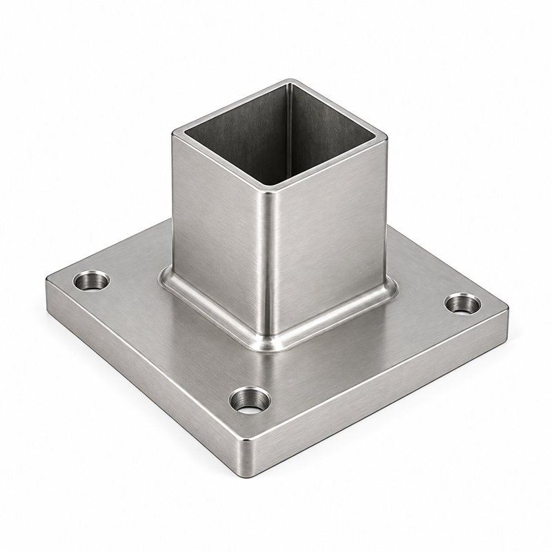 Square Post Floor Socket Base — Satin silver appearance concept