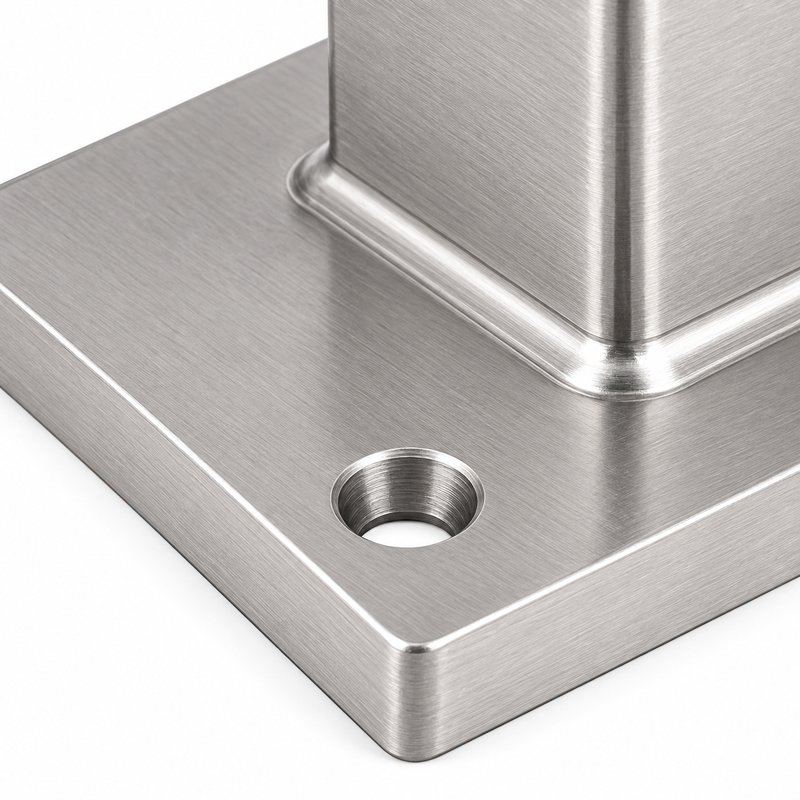 Square Post Floor Socket Base — Satin silver appearance concept
