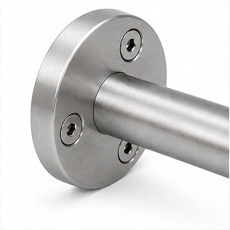 Upright Socket Wall Handrail Bracket — Reference silver appearance