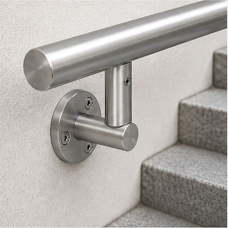 Upright Socket Wall Handrail Bracket — Reference silver appearance