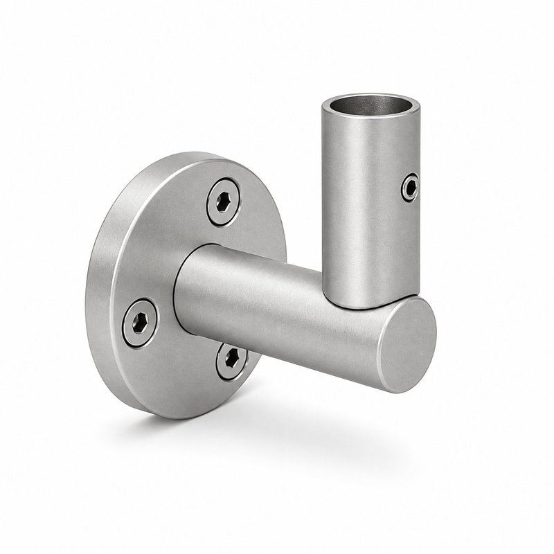 Upright Socket Wall Handrail Bracket — Matte silver appearance concept