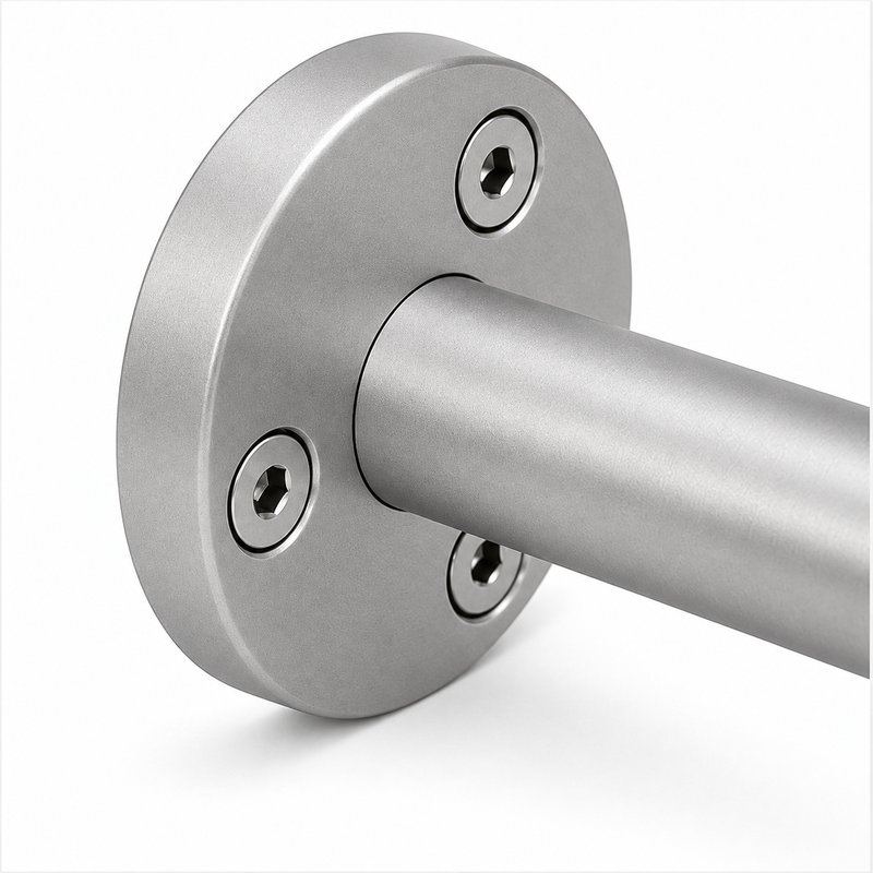 Upright Socket Wall Handrail Bracket — Matte silver appearance concept