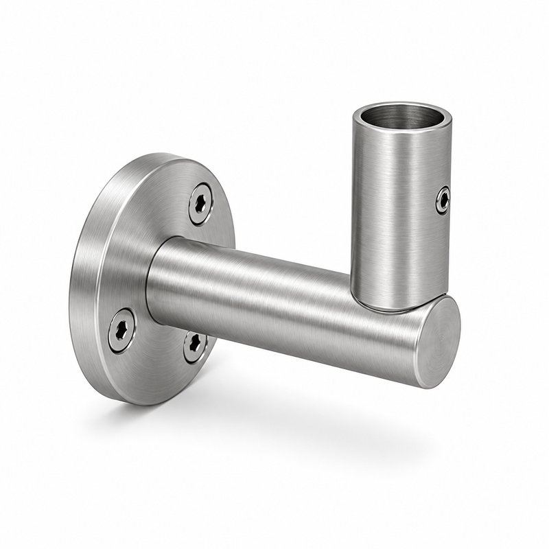 Upright Socket Wall Handrail Bracket — Fine-brushed silver appearance concept