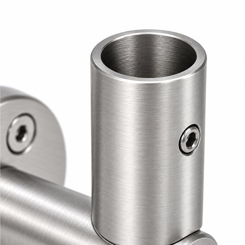 Upright Socket Wall Handrail Bracket — Fine-brushed silver appearance concept