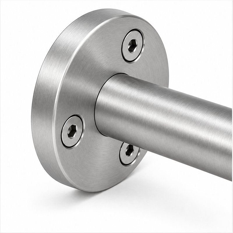 Upright Socket Wall Handrail Bracket — Fine-brushed silver appearance concept