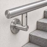 Upright Socket Wall Handrail Bracket — Fine-brushed silver appearance concept