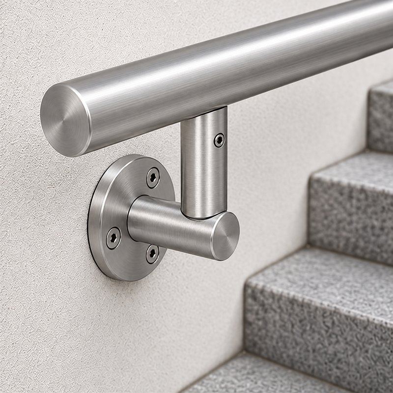 Upright Socket Wall Handrail Bracket — Fine-brushed silver appearance concept