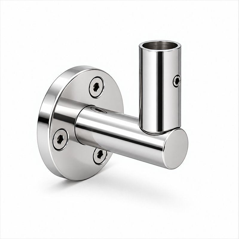 Upright Socket Wall Handrail Bracket — Reflective silver appearance concept