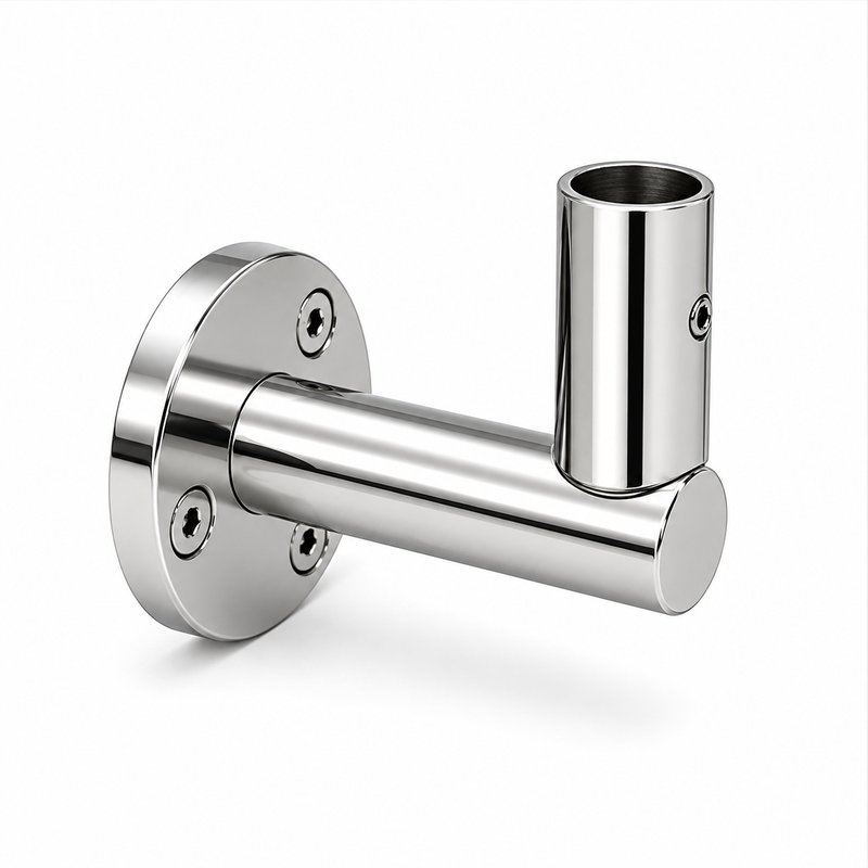 Upright Socket Wall Handrail Bracket — Reflective silver appearance concept