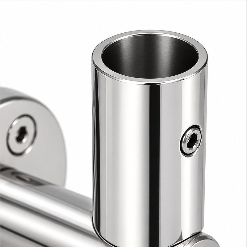 Upright Socket Wall Handrail Bracket — Reflective silver appearance concept