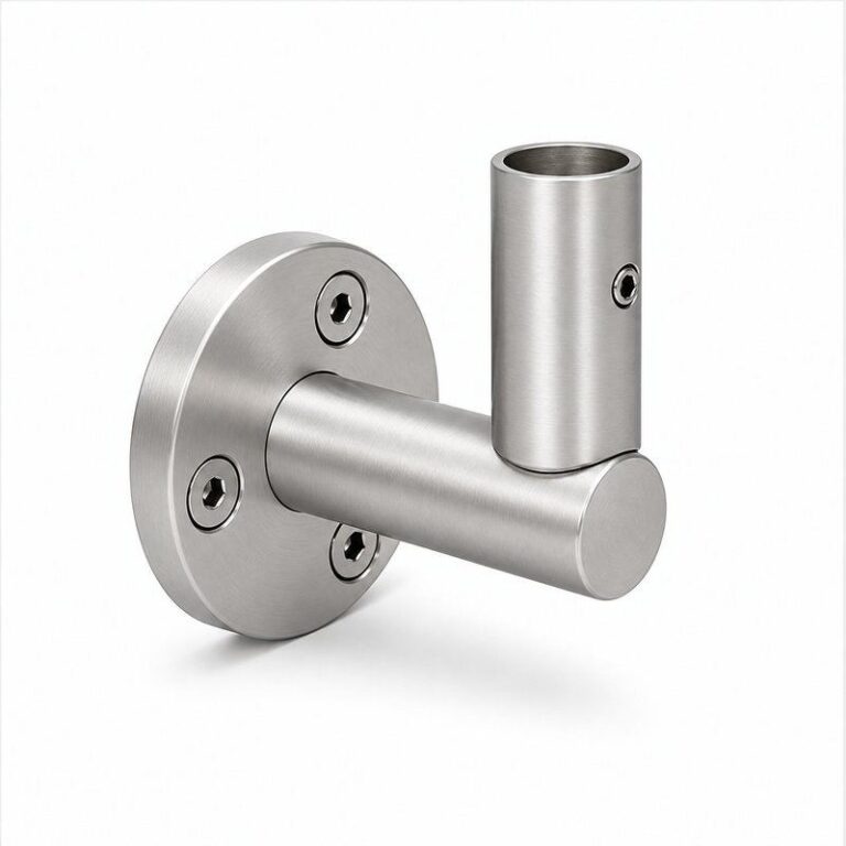 Upright Socket Wall Handrail Bracket — Satin silver appearance concept
