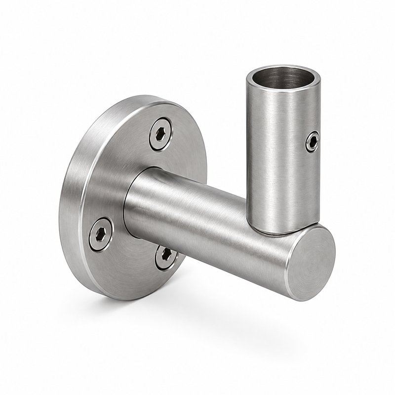 Upright Socket Wall Handrail Bracket — Satin silver appearance concept