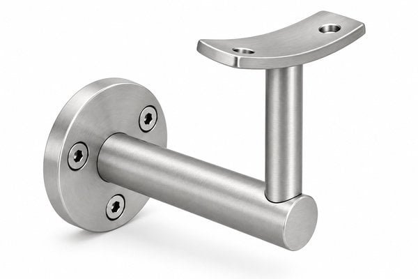 Curved Saddle Wall Handrail Bracket — Matte silver appearance concept - alternate product view