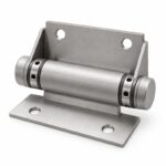 Matte Silver Barrel Door Hinge with Mounting Plates — Finish Concept