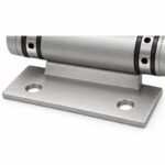 Matte Silver Barrel Door Hinge with Mounting Plates — Finish Concept