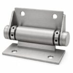 Matte Silver Barrel Door Hinge with Mounting Plates — Finish Concept