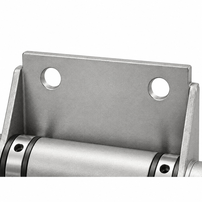 Matte Silver Barrel Door Hinge with Mounting Plates — Finish Concept