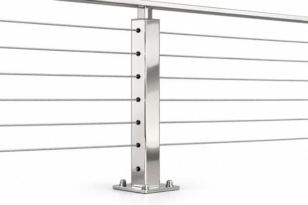Square cable railing post - installation context illustration