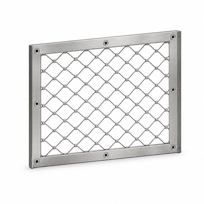 Compact Diamond Mesh Frame — Fine brushed silver appearance