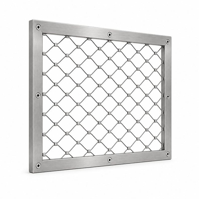 Compact Diamond Mesh Frame — Fine brushed silver appearance
