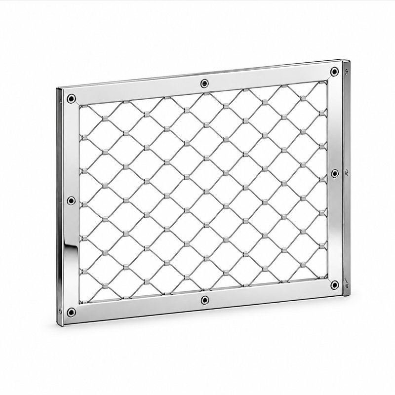 Compact Diamond Mesh Frame — Polished silver appearance