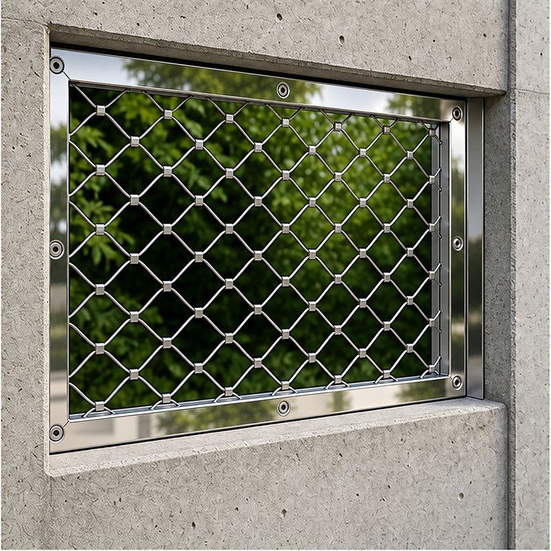 Compact Diamond Mesh Frame — Polished silver appearance